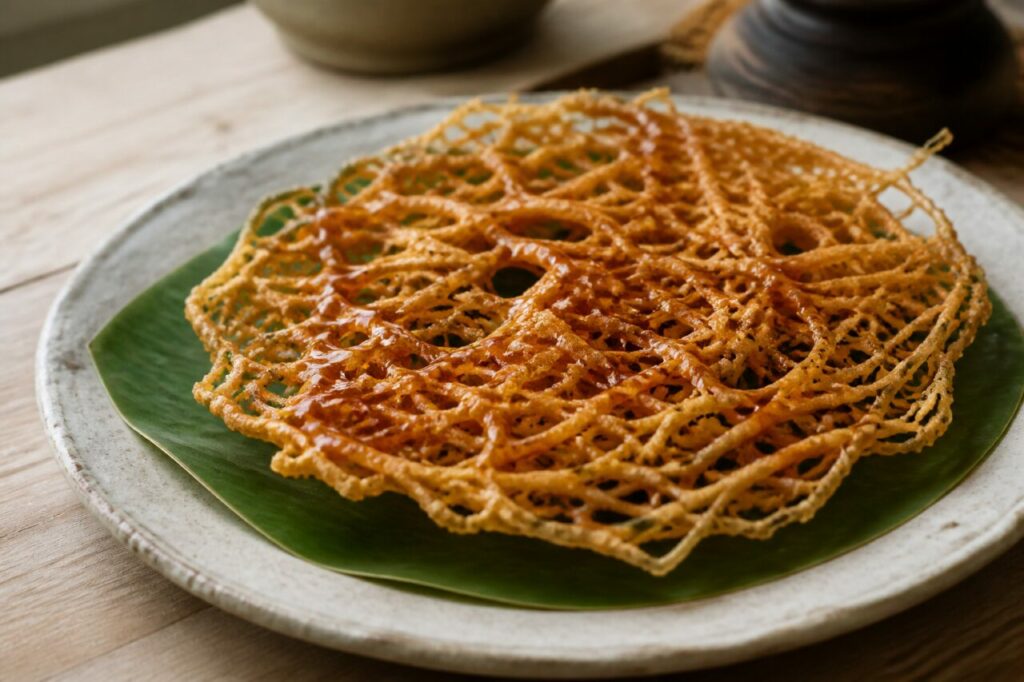 Aasmi sri-lankaise en dentelle frite au treacle de kithul