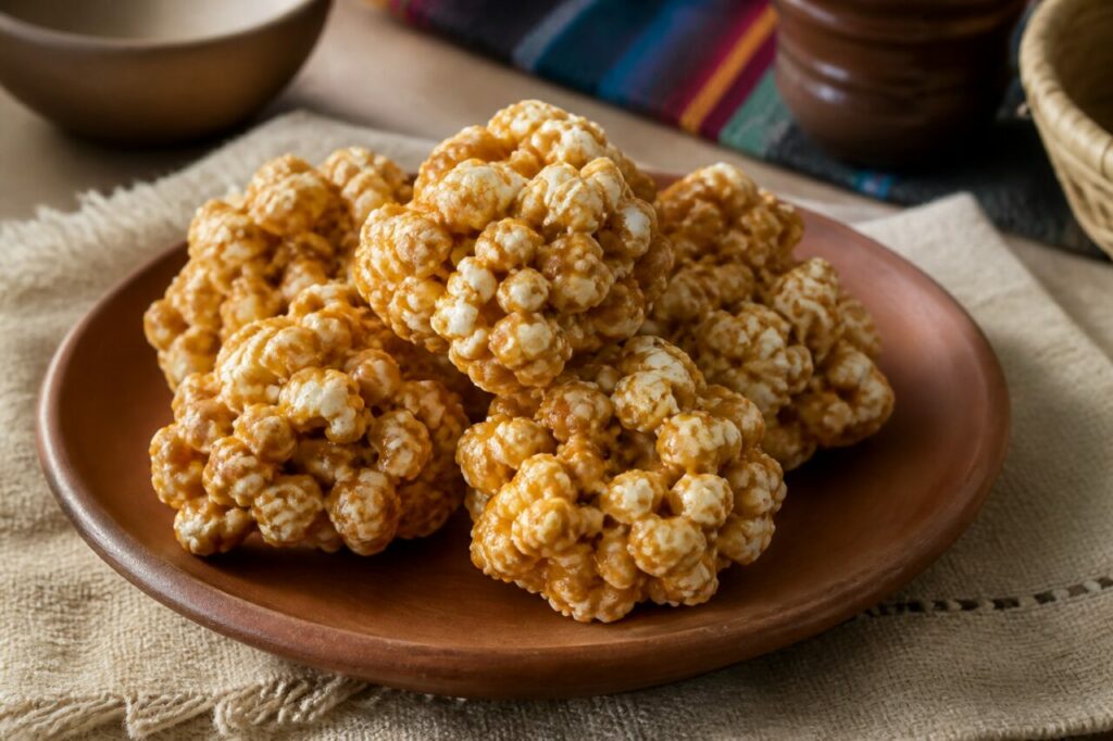 Alborotos de milho salvadorenhos com caramelo de panela