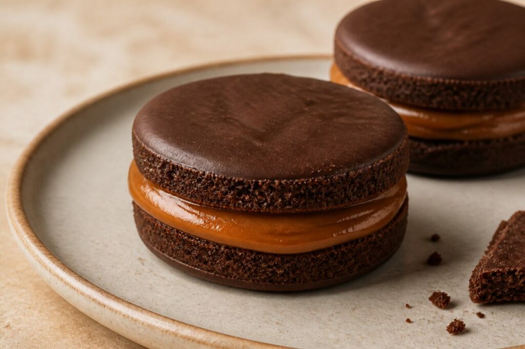 Alfajor au chocolat fourré au dulce de leche