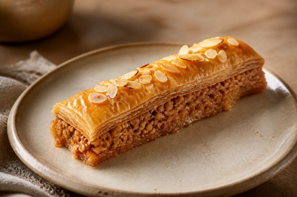 Amandes concassées au cœur du baklava finger doré