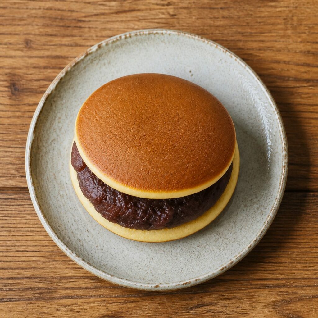 Piatto in gres puntinato per il dorayaki all'anko