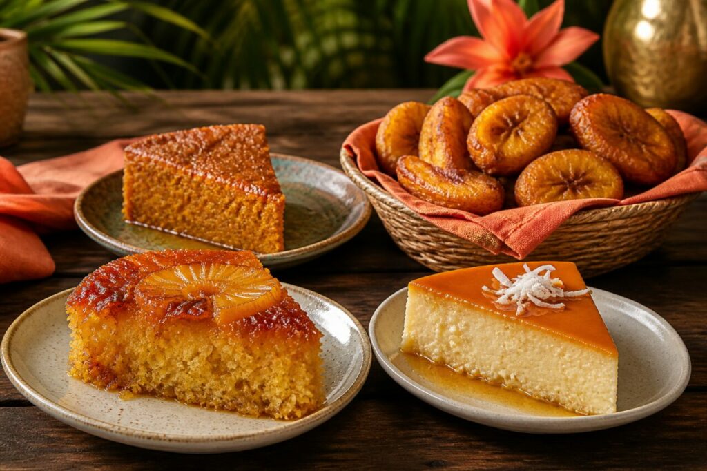 Mesa festiva de postres caribeños
