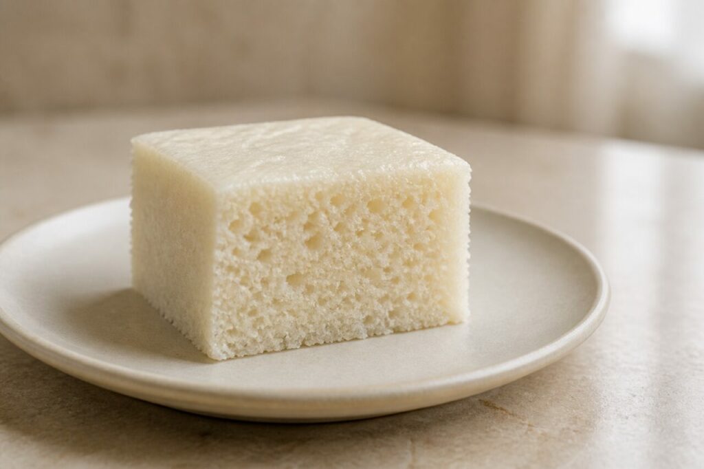 Bai tang gao cantonais, gâteau vapeur blanc à mie alvéolée