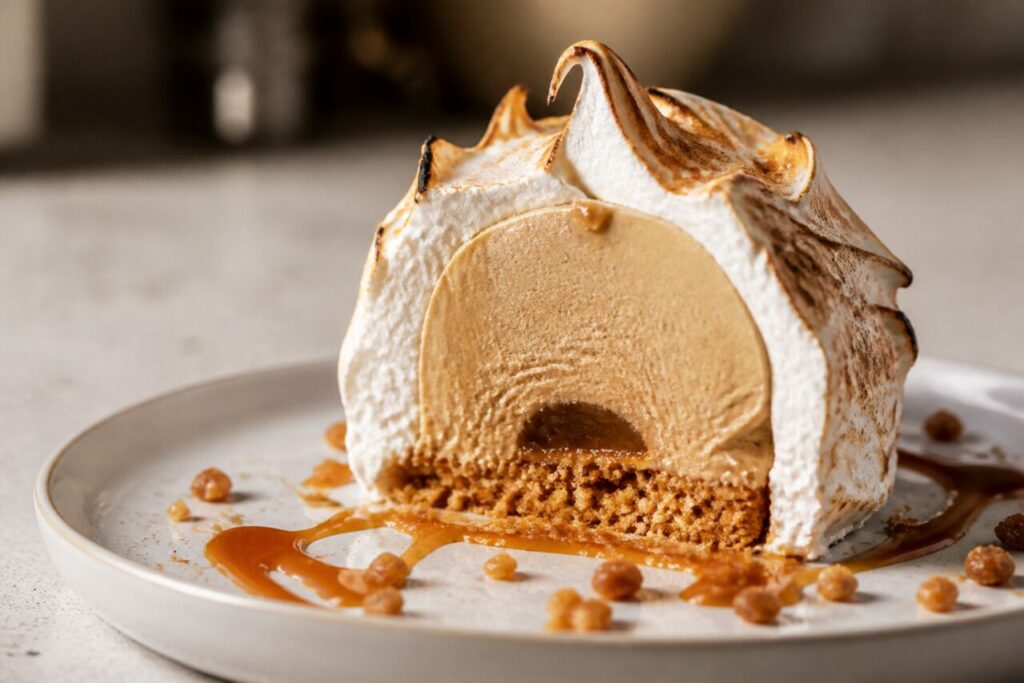 Glace au café et base croustillante du Baked Alaska
