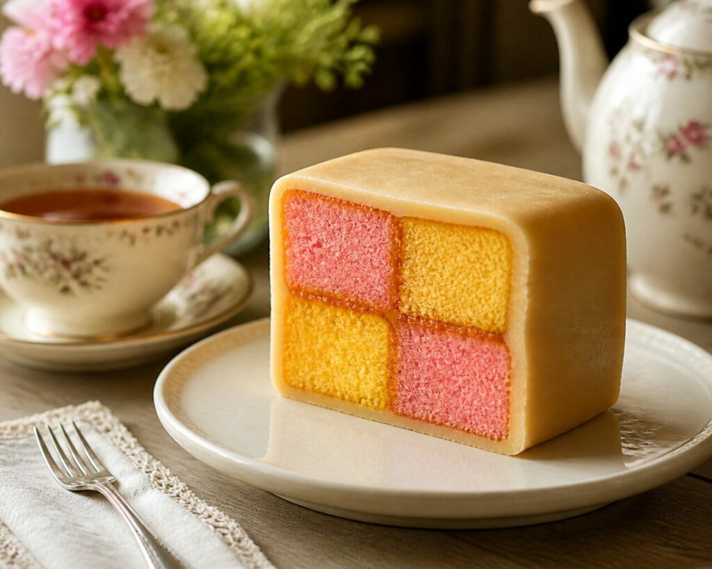 Battenberg inteiro de amêndoa e alperce