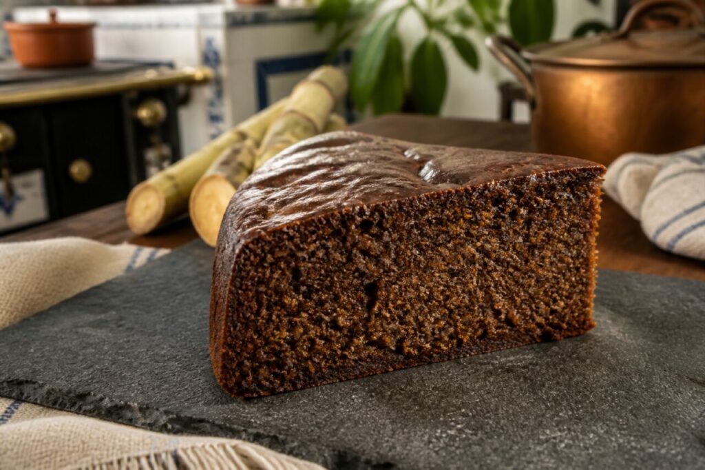 Bolo de mel de Madère servi sur une table familiale