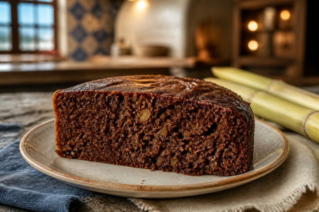 Bolo de mel de Madère sur assiette claire
