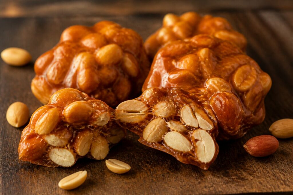 Bonbon voanjo malgache aux cacahuètes et au caramel cassant