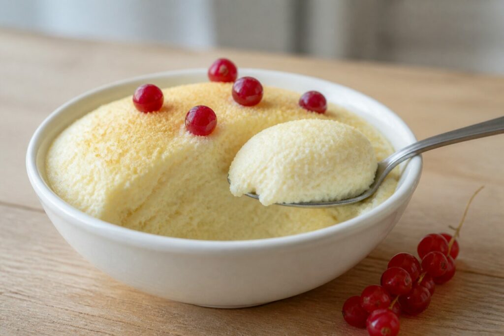 Buberts letton en mousse de semoule claire avec baies rouges