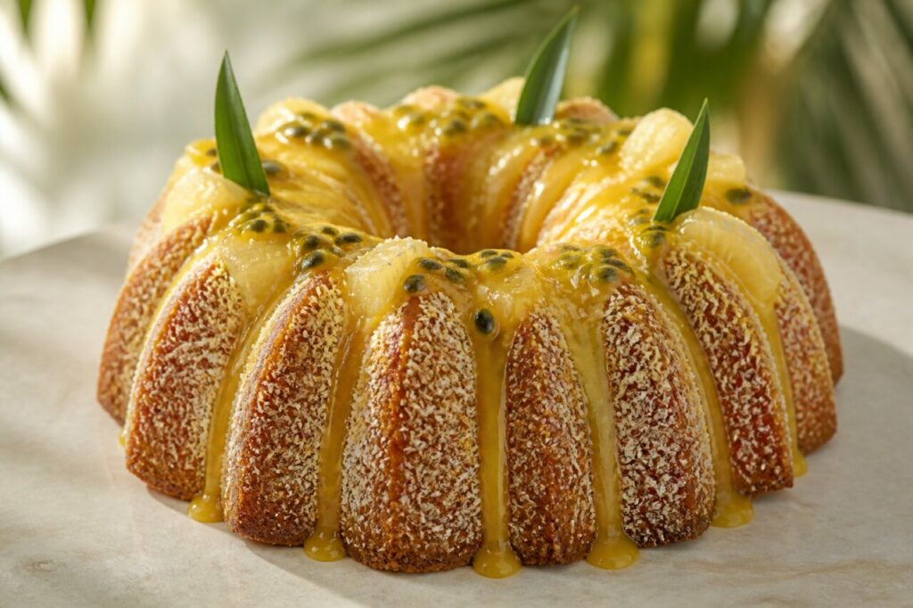 Cannelures nappées du bundt coco, ananas et passion
