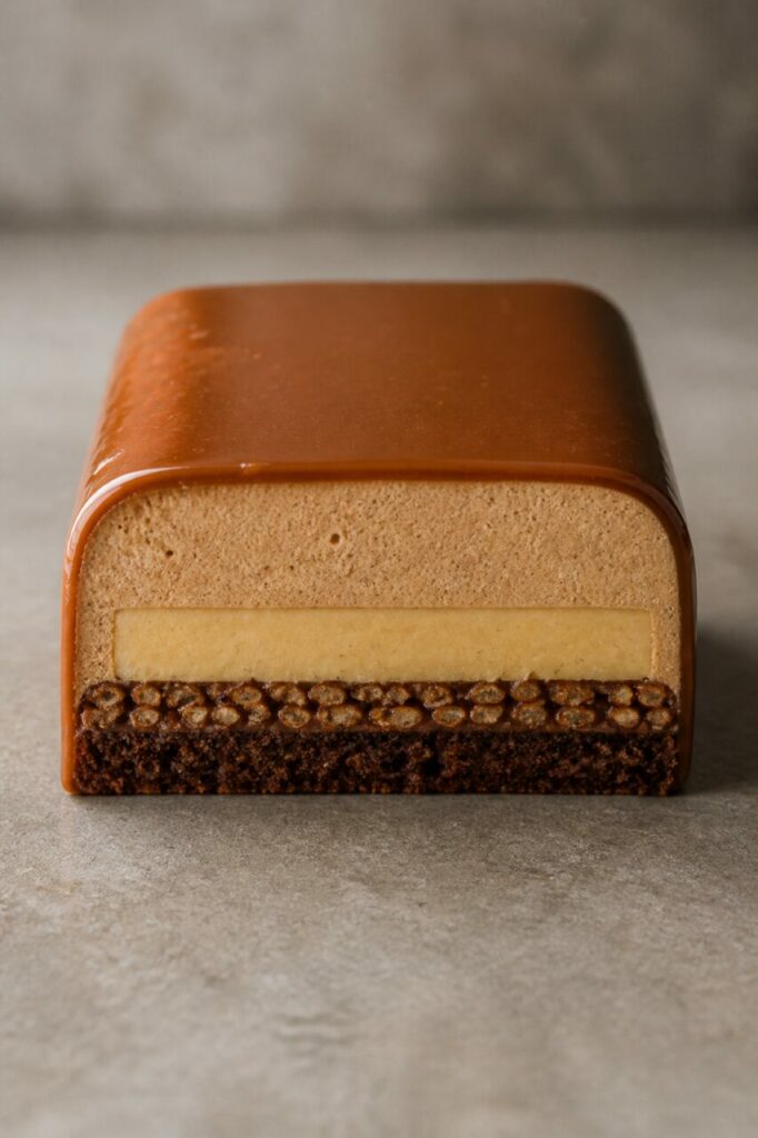 Koffie en chocolade op neutrale steen — Koffie-tonka-entremet
