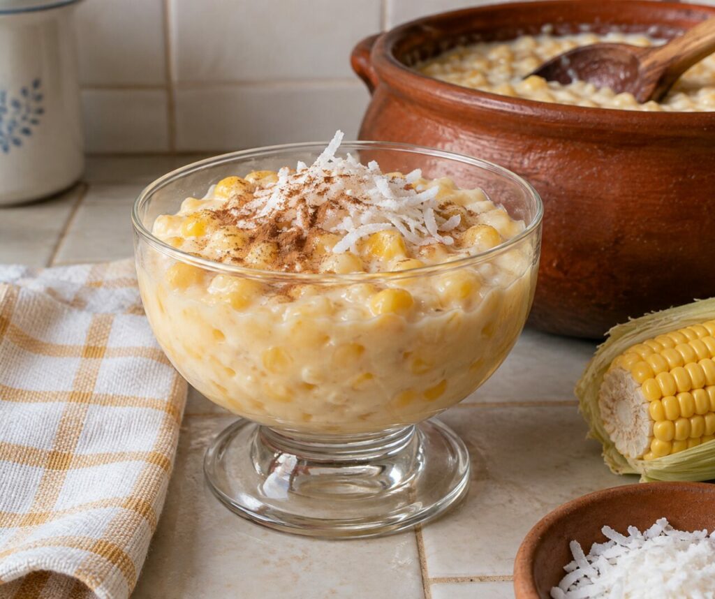 Canjica de maïs servie en coupe sur pied