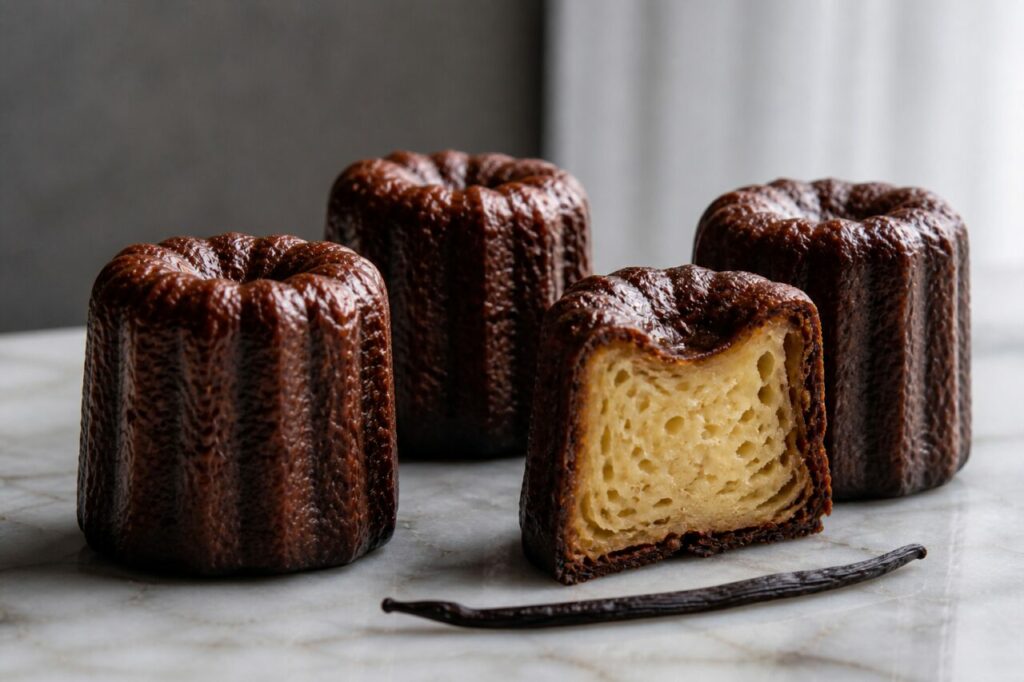 Cannelé bordelais classique — plusieurs pièces sur marbre