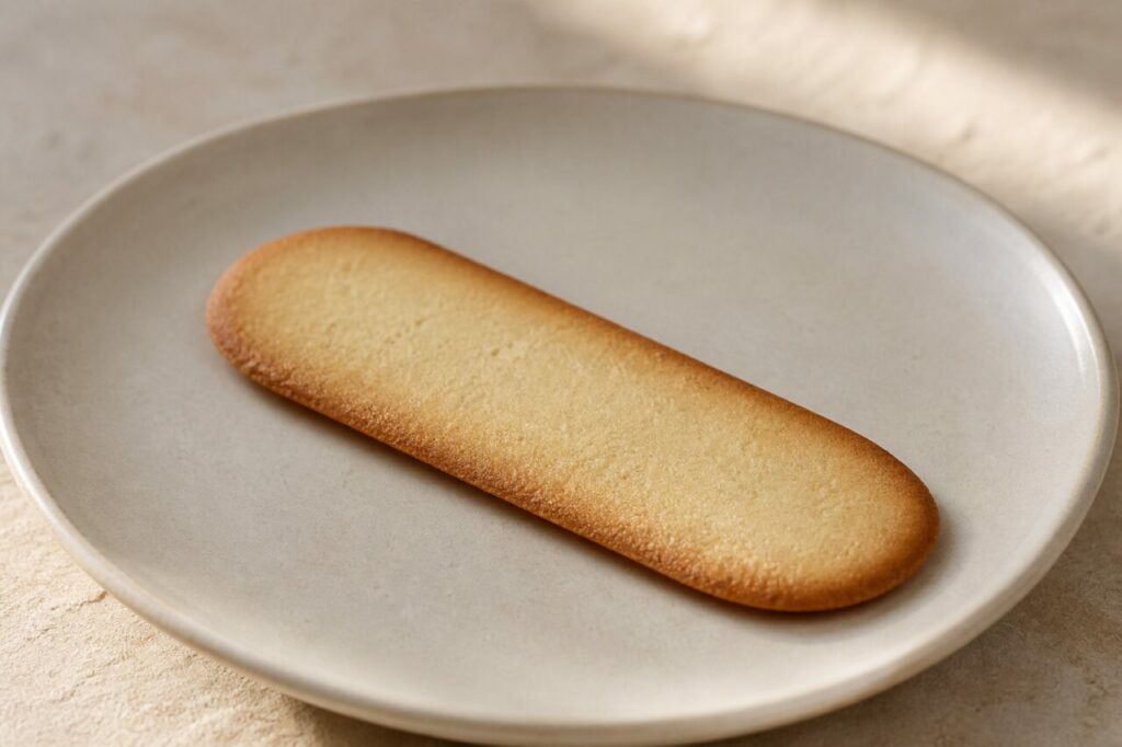 Centro rubio y borde caramelizado de la lengua de gato de mantequilla