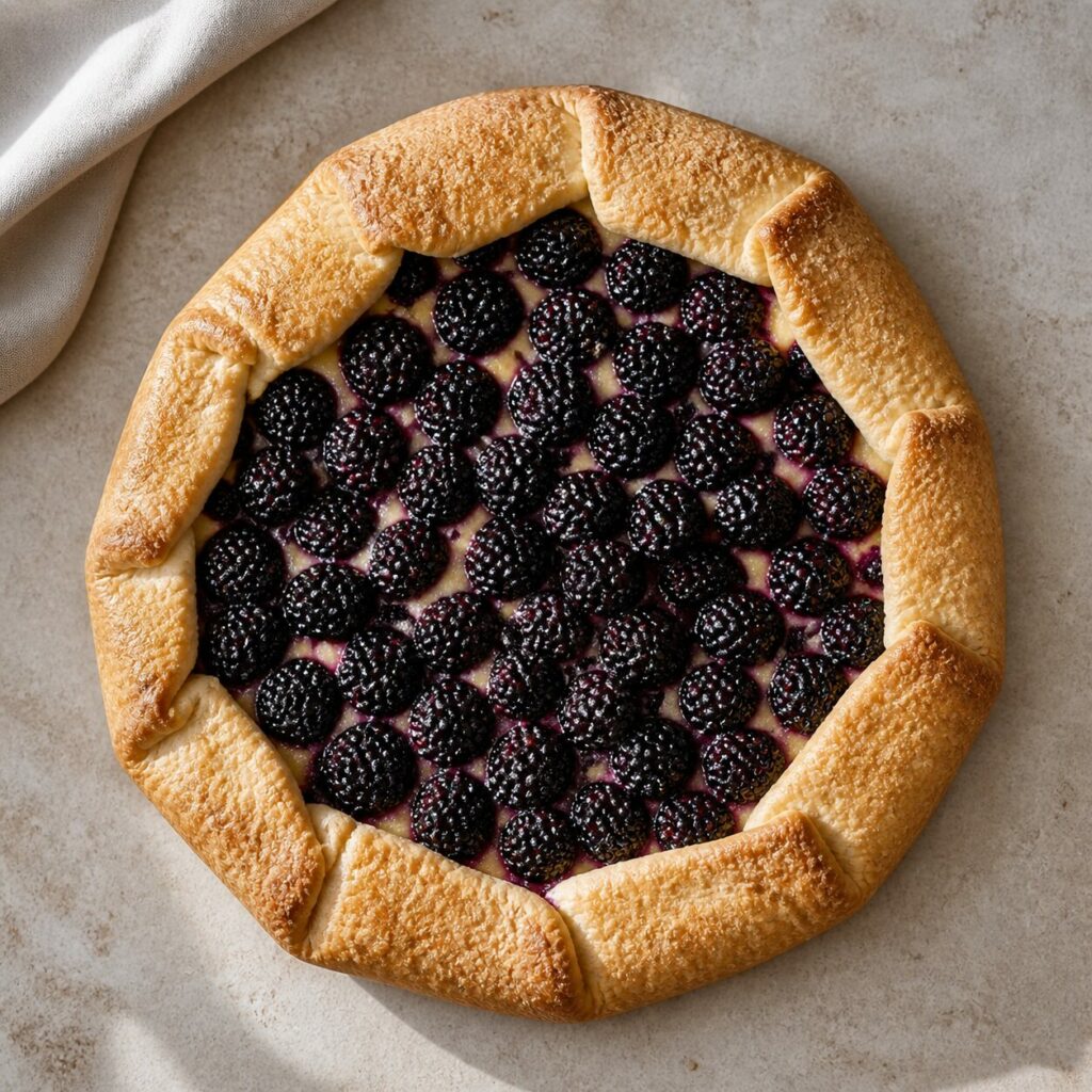 Centro ricco di frutta nella crostata rustica alle more