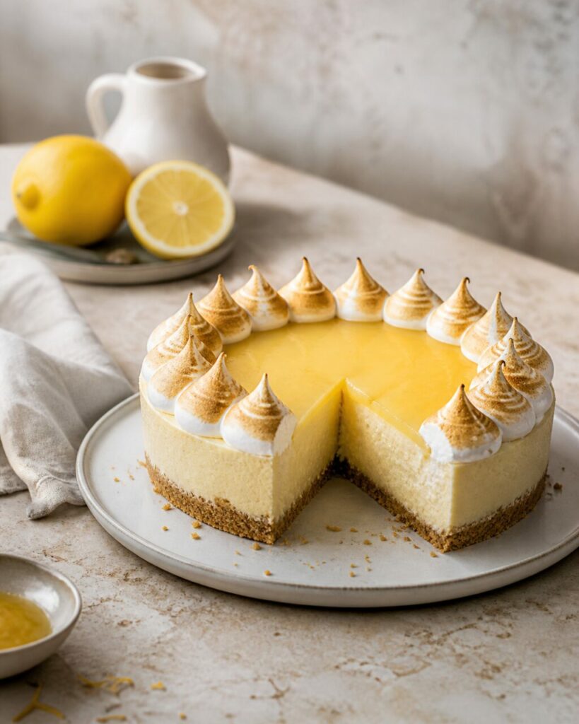 Limões frescos junto ao cheesecake merengado