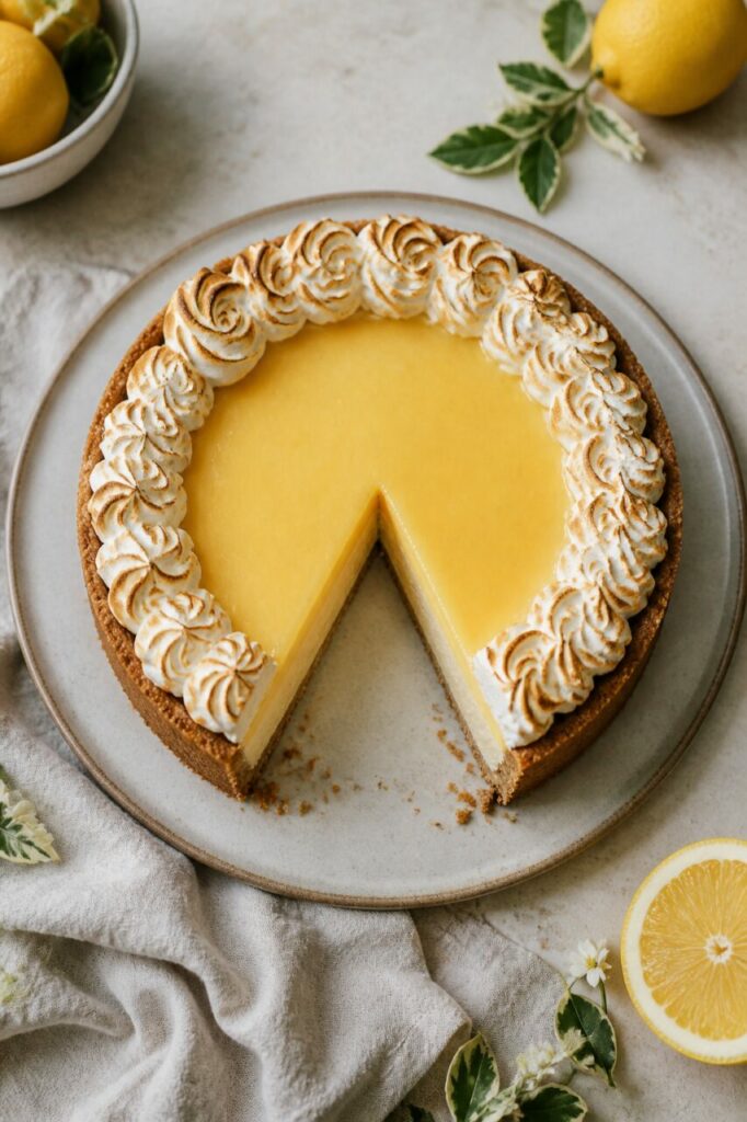 Place laissée par une part dans le cheesecake au citron