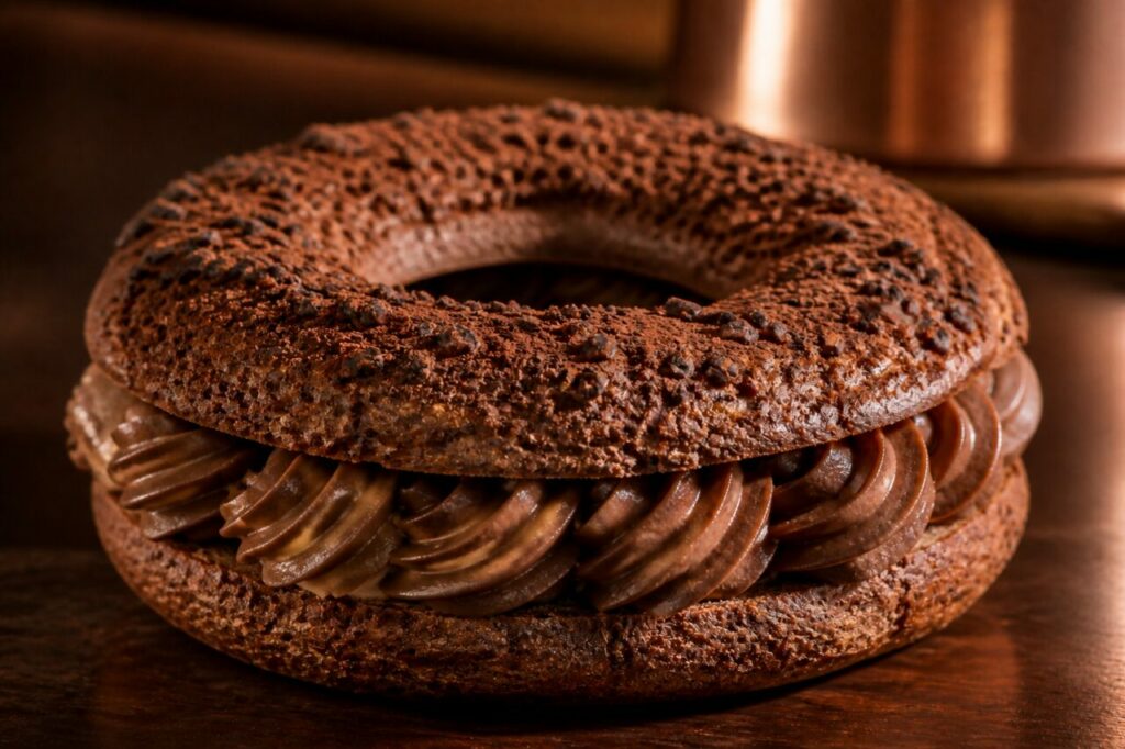 Paris-Brest chocolat-praliné, choux croustillants et praliné