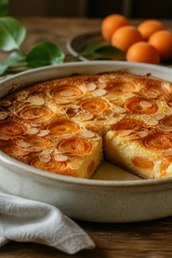 Fruits frais derrière le clafoutis déjà servi