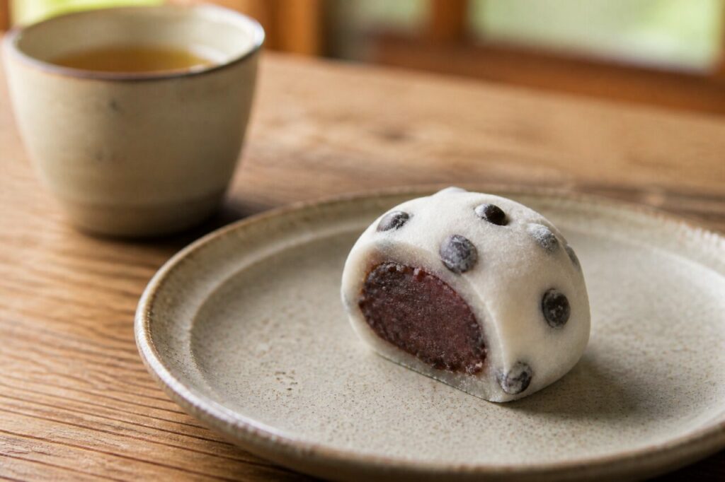 Cœur dense d'anko rouge dans le mame daifuku