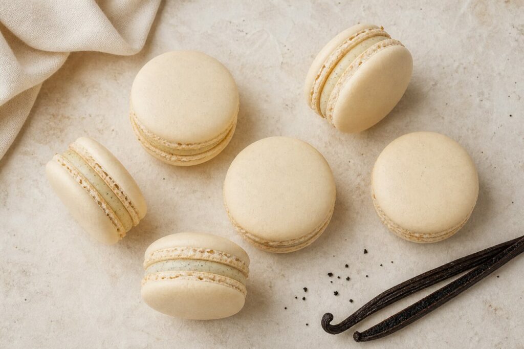 Conchas marfil y pies finos distinguen los macarons de vainilla Bourbon