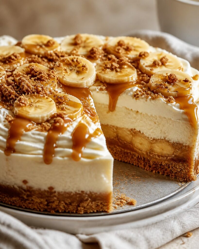 Banana-caramel layers fill the banoffee cheesecake