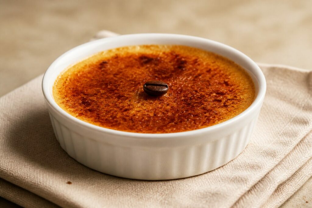 Ramequin de crème brûlée au café prêt à servir