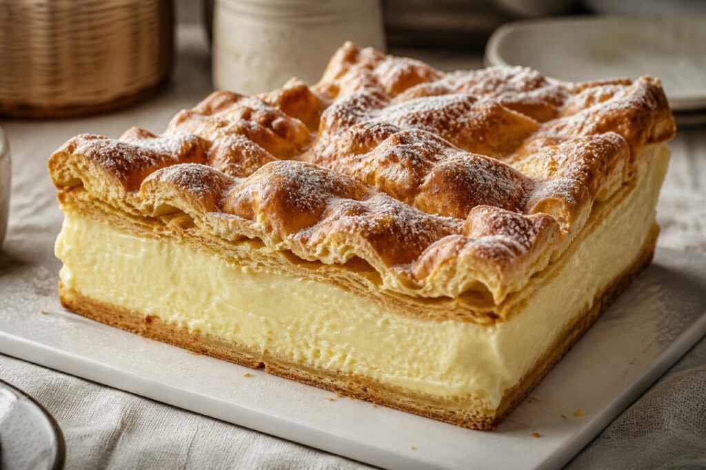 Crête dorée sur la karpatka polonaise à la crème vanille