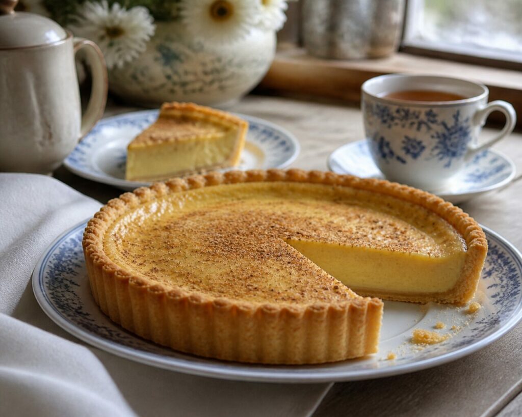 Part découpée posée devant la tarte entière