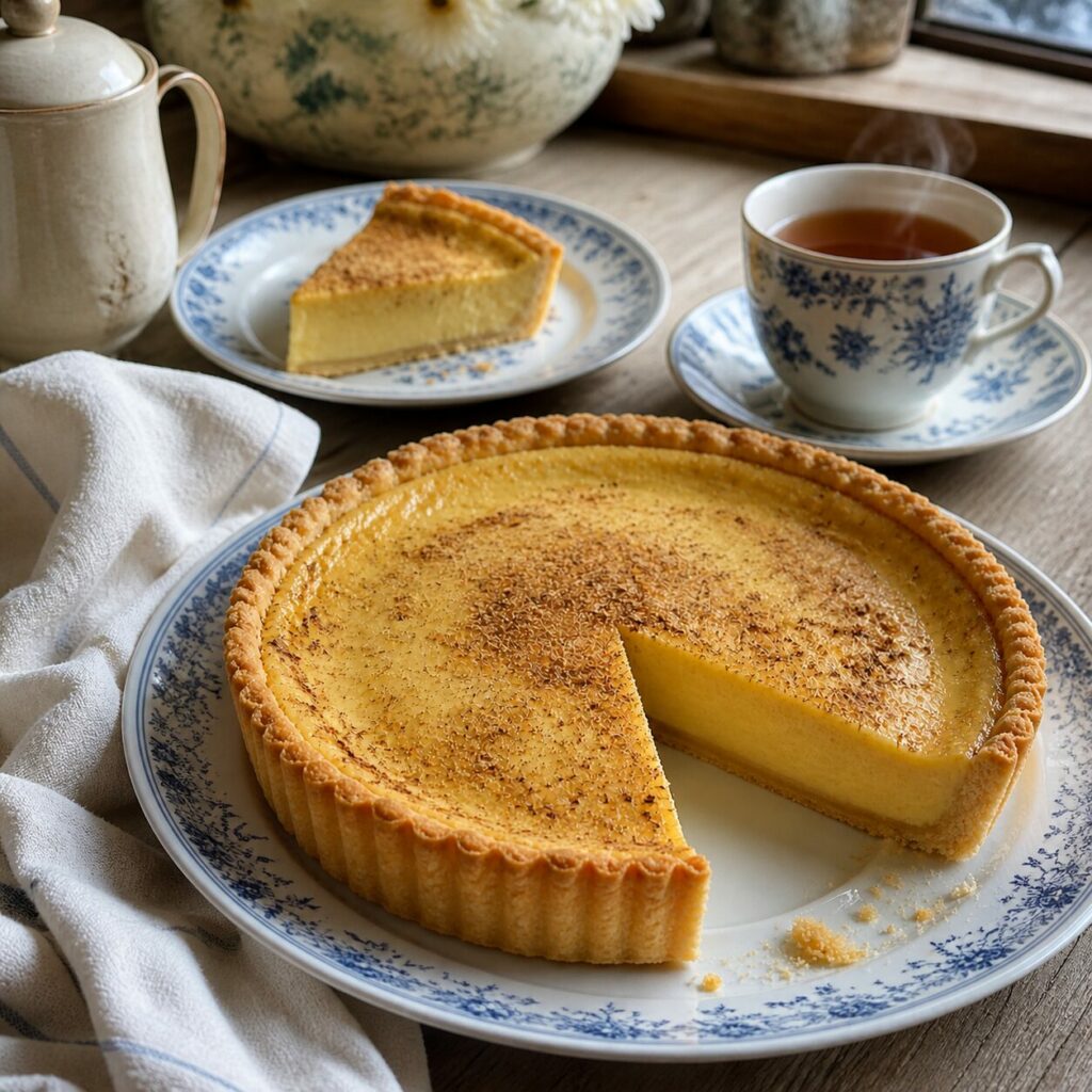 Service à thé autour de la tarte et de sa part