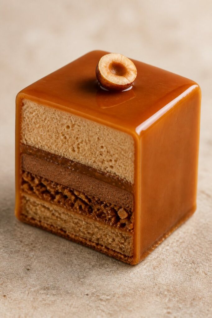 Demi-noisette au sommet du cube aux couches nettes