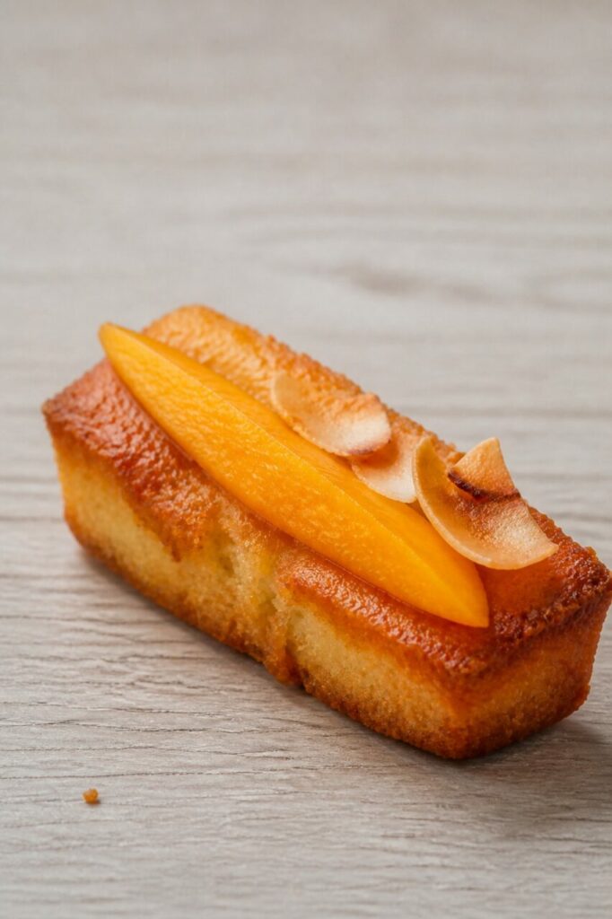 Silhouette rectangulaire du financier à la coco et à la mangue