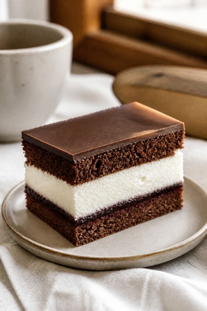 The Wuzetka served with coffee has a cocoa-and-chocolate finish