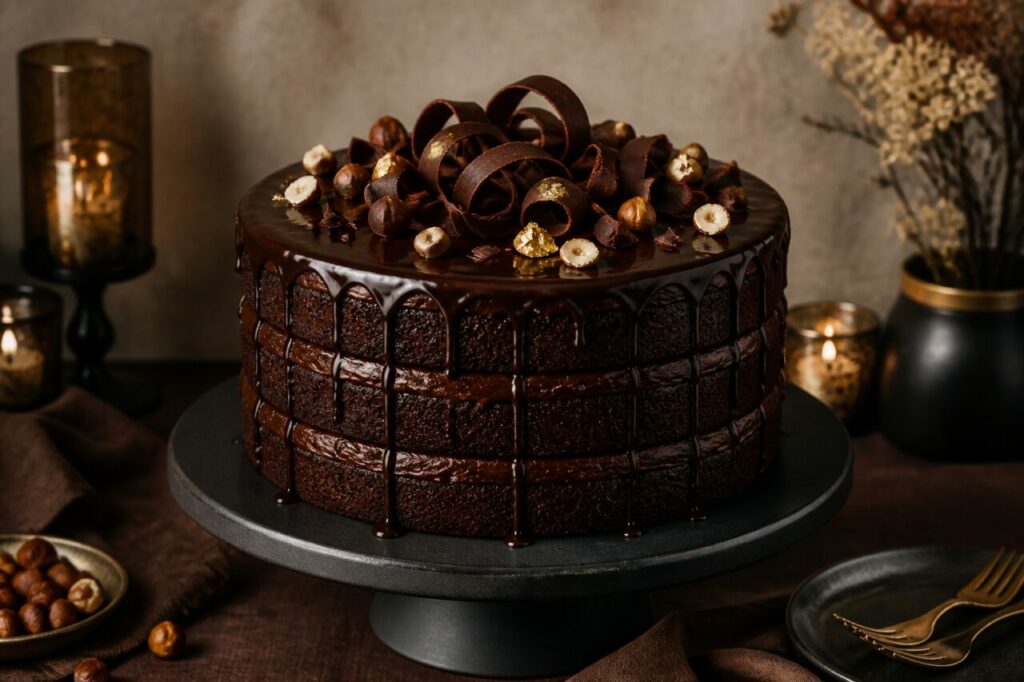 Gâteau d’anniversaire au chocolat et ganache