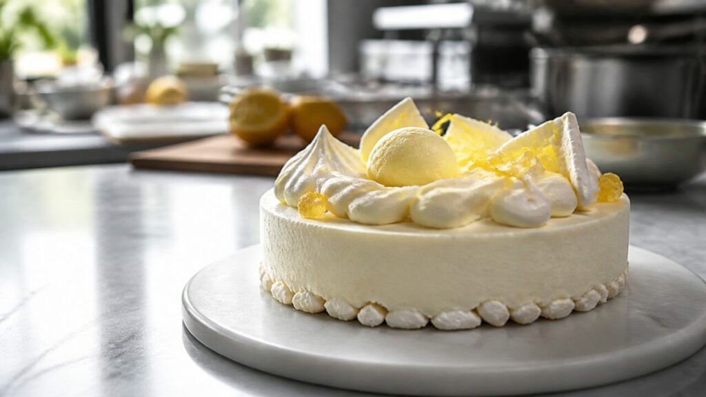 Gâteau glacé citron, rosaces et agrumes confits — Vacherin citron-yuzu glacé