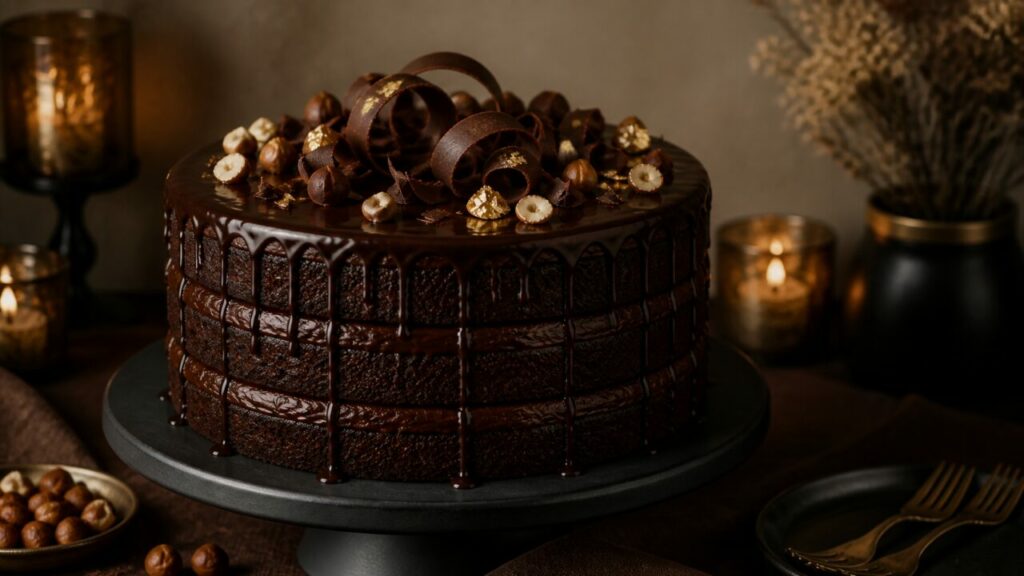 Gâteau d’anniversaire chocolat, génoise tendre et ganache