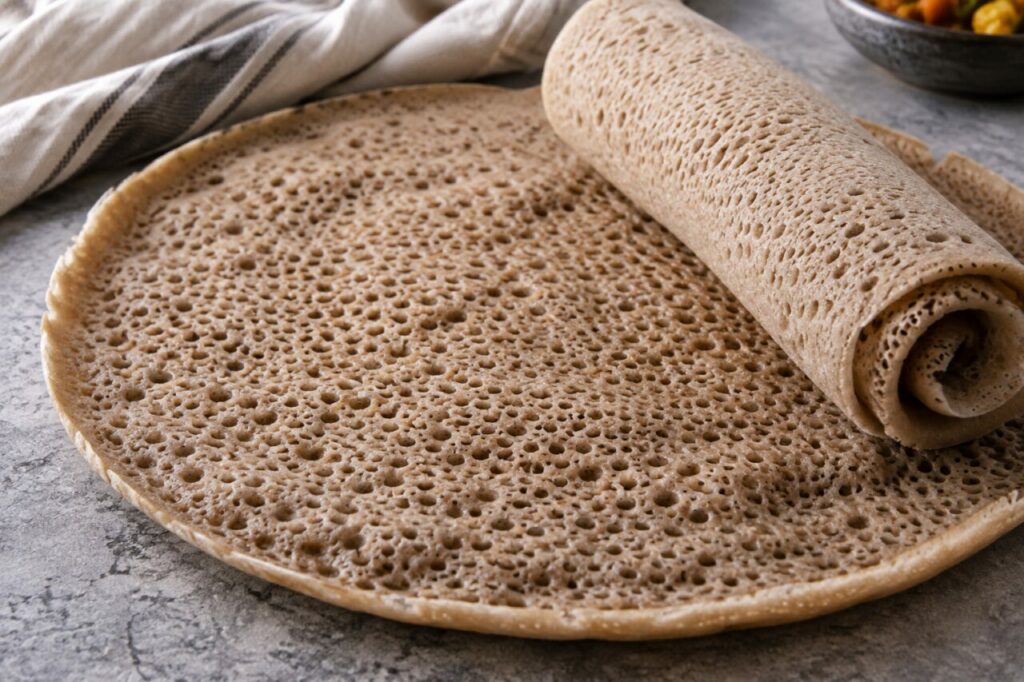 Injera éthiopienne — showing its porous surface
