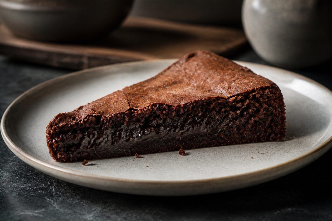 Part de kladdkaka suédois au centre chocolaté dense