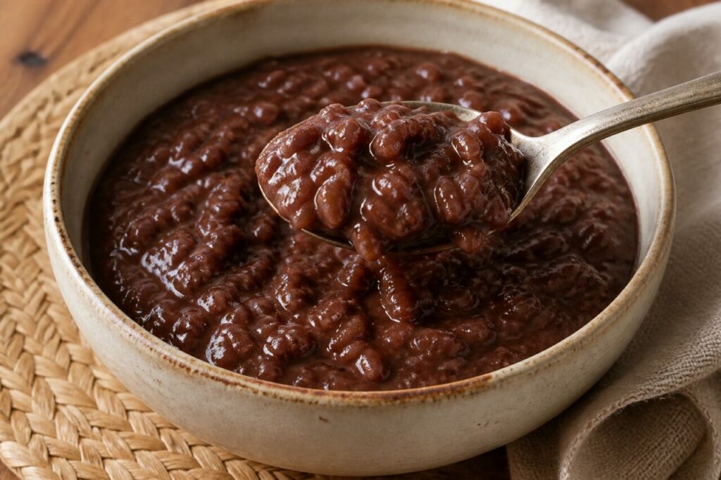 Koko alaisa samoan au cacao et riz, pudding brun onctueux