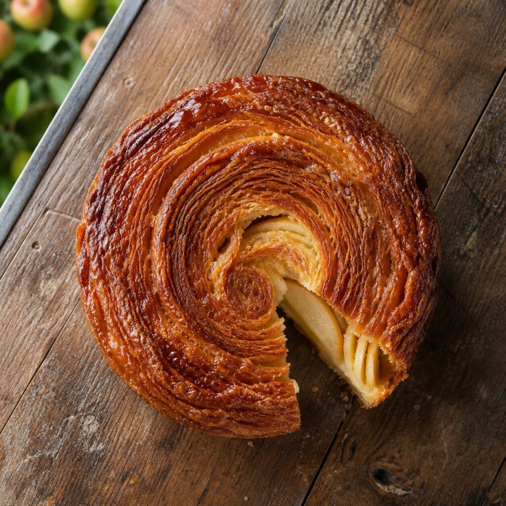 Spirale caramélisée au sommet du kouign-amann
