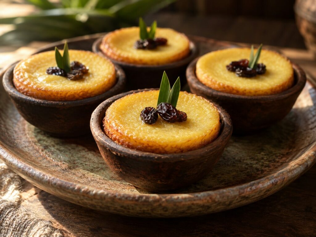 Indonésien kue lumpur au coco en coupelle de terre cuite