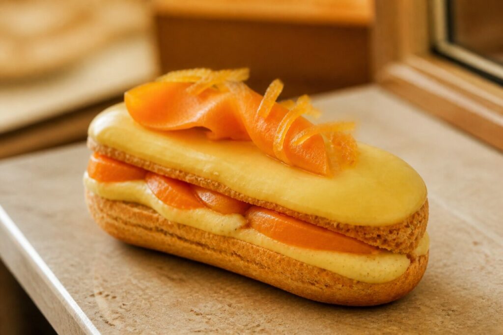 Lueur chaude sur la coque dorée de l’éclair yuzu-papaye