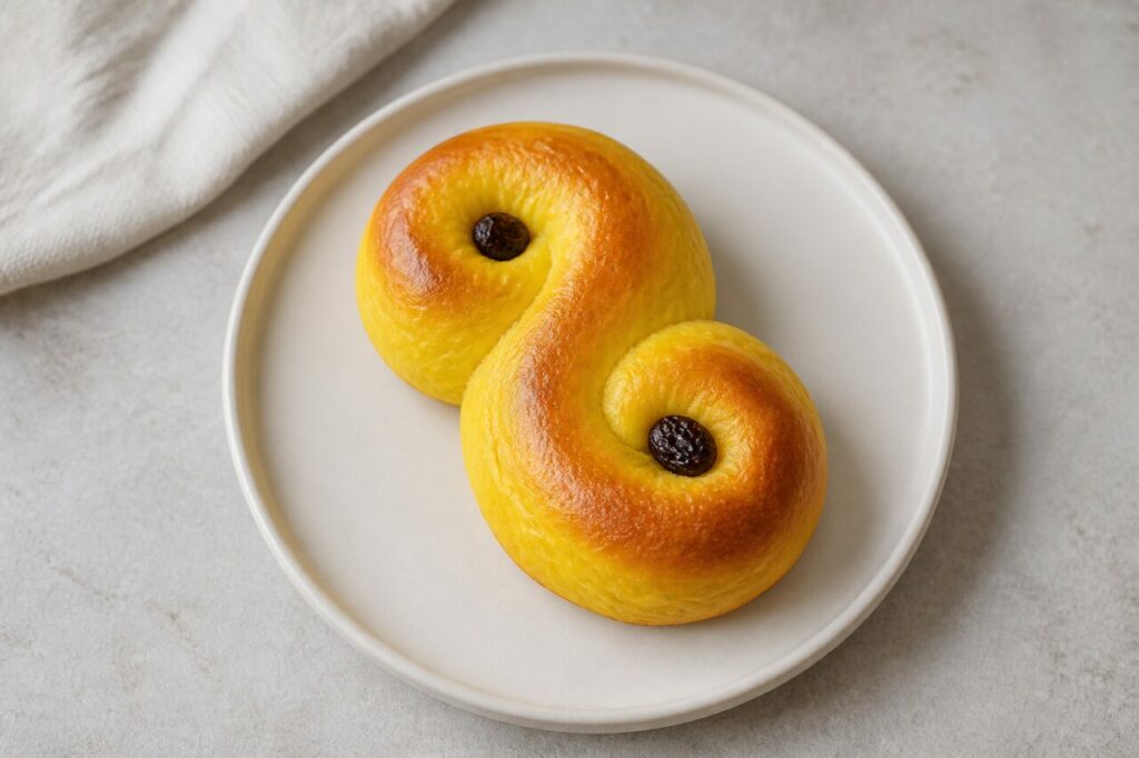 Lussekatt suédois en forme de S au safran