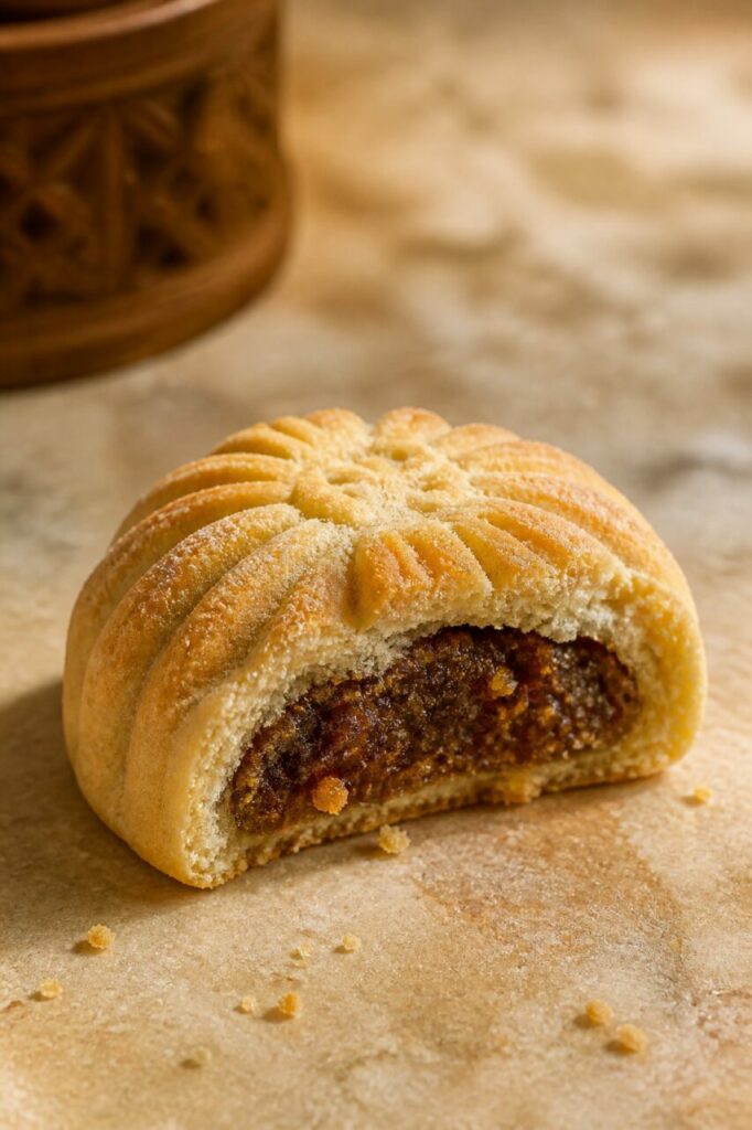 Biscuit côtelé révélant son intérieur fruité