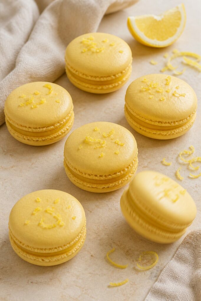 Un macaron au citron devant le reste du groupe