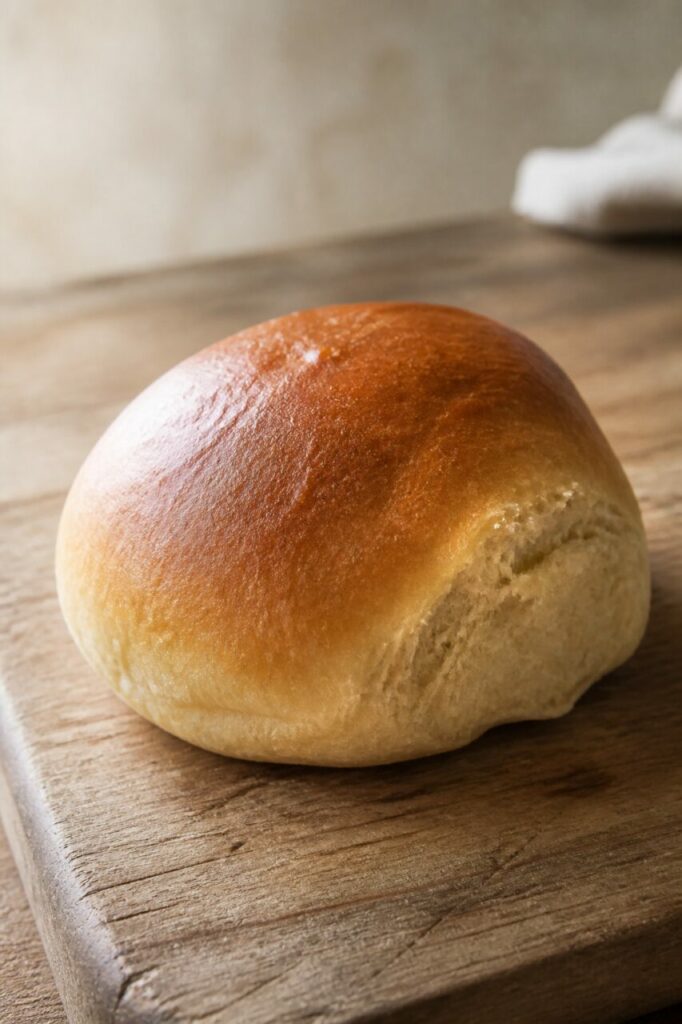 Golden Réunion sweet macatia bread on a wooden board