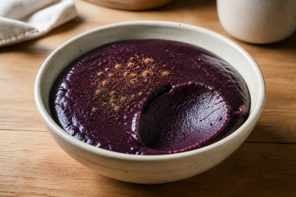 Mazamorra morada peruana de milho roxo com canela