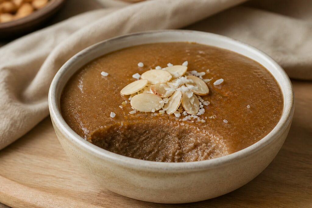 Meghli libanais, crème de riz brune aux amandes et noix de coco