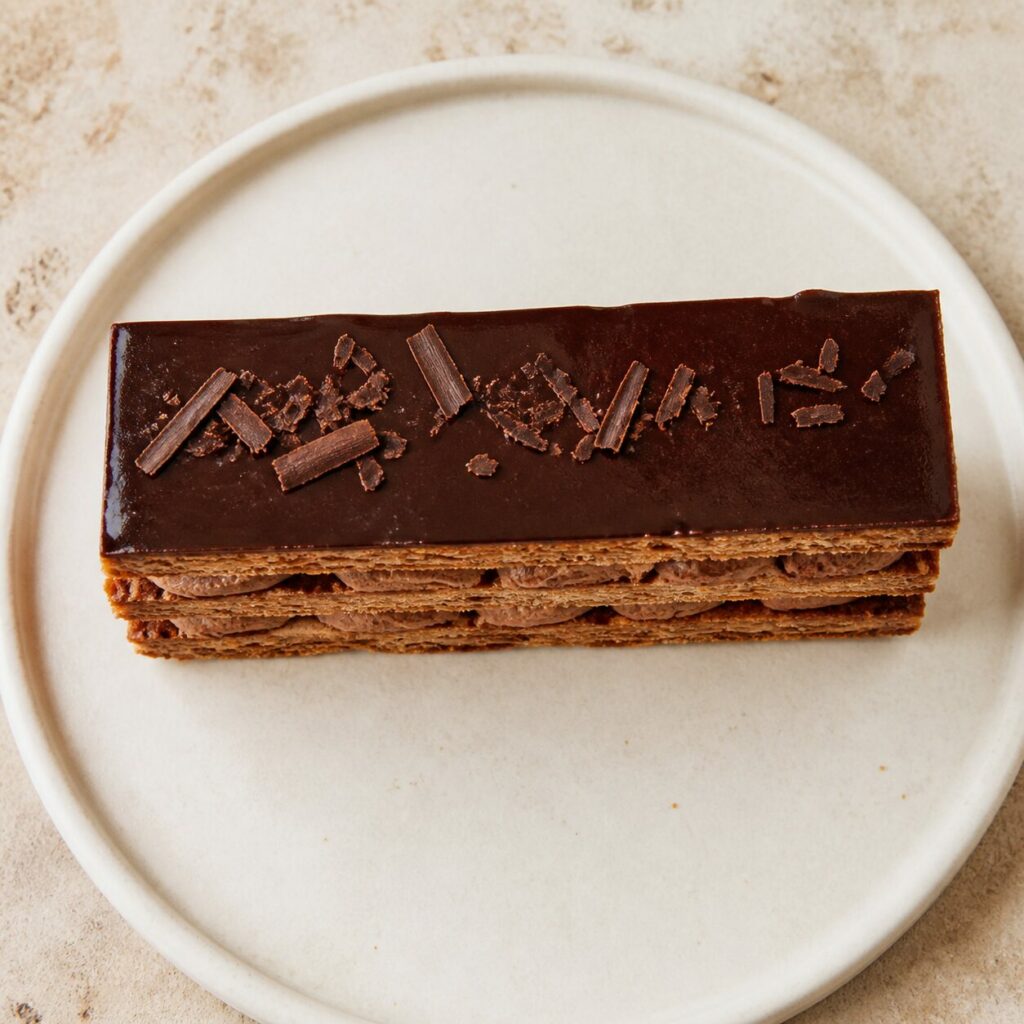 Copeaux de chocolat sur le mille-feuille