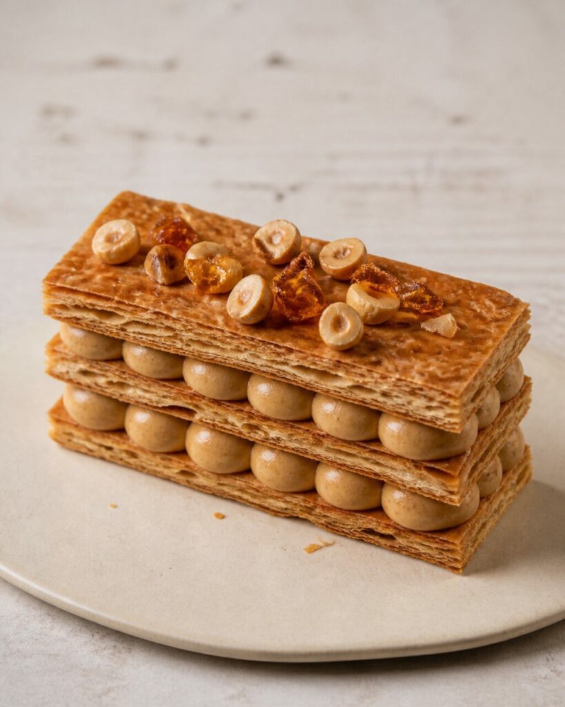 Praliné à la noisette dans un mille-feuille entier